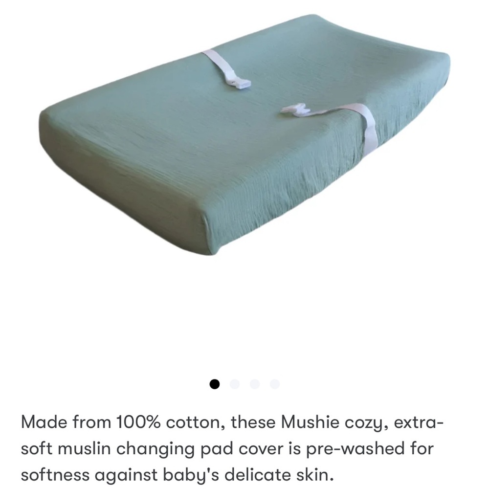 Mushie blue Muslin Changing Pad Cover